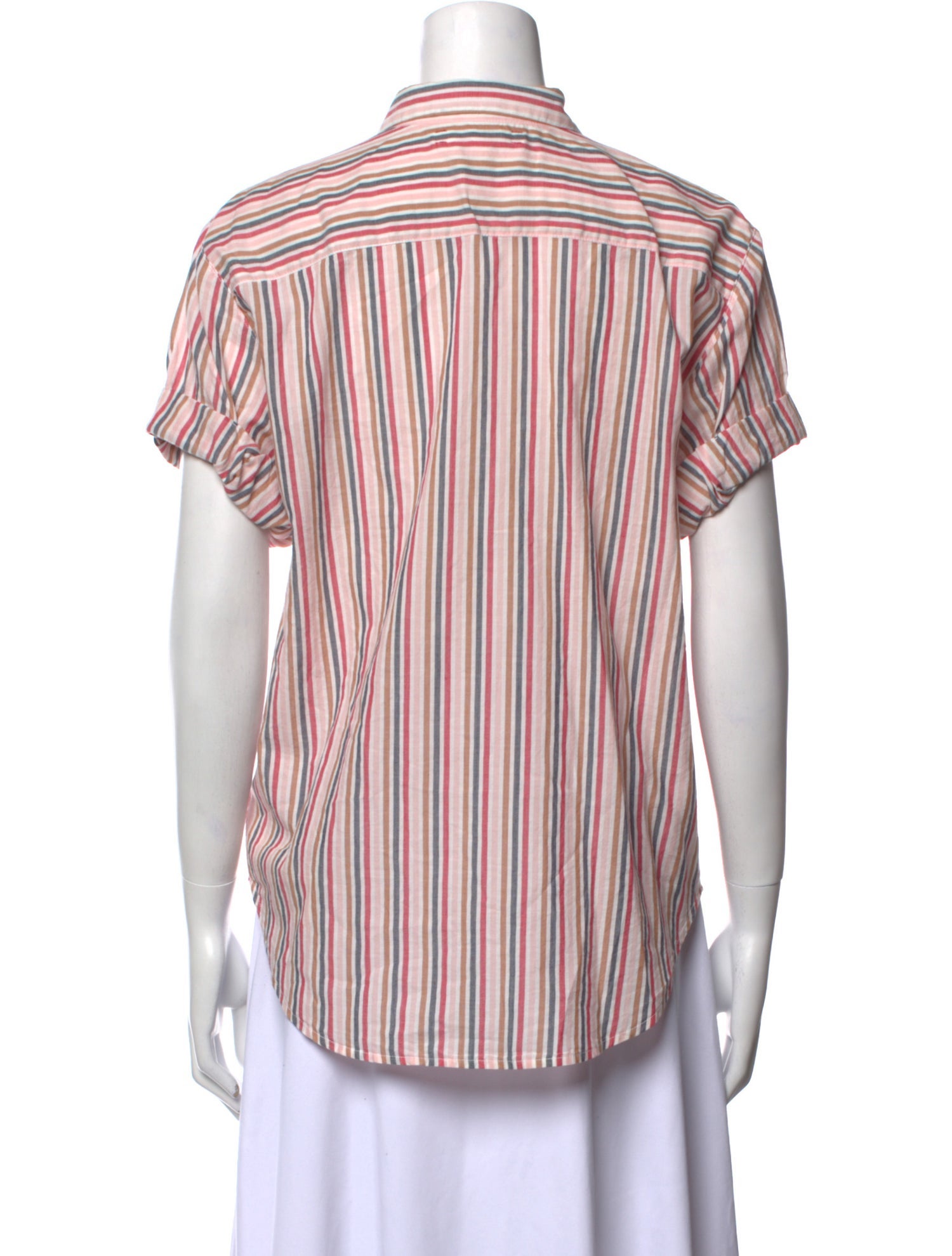Xirena Striped Short Sleeve Button-Up Top